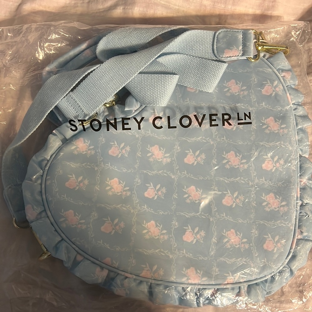 Stoney Clover Lane High Tea Printed Ruffle Mini Heart Tote Brand New With Tags